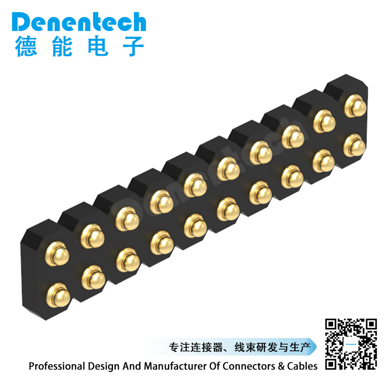 Denentech 2.54MM pogo pin H1.27MM dual row male straight SMT spring loaded pogo pin connector 